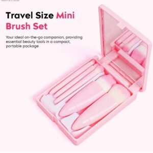 5 Pcs Makeup Brush With Mirror Travel Friendly (SA-101)