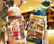 Cartoon Water Bottle with Straw(ST-102)